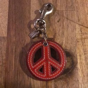 Coach peace sign keychain
